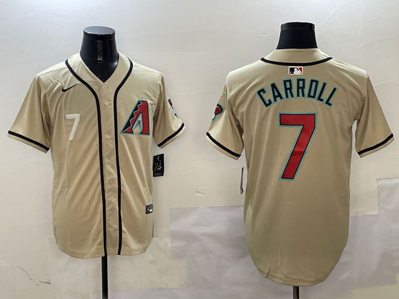 Men Arizona Diamondback #7 Carroll Cream Game 2025 Nike MLB Jersey style 2